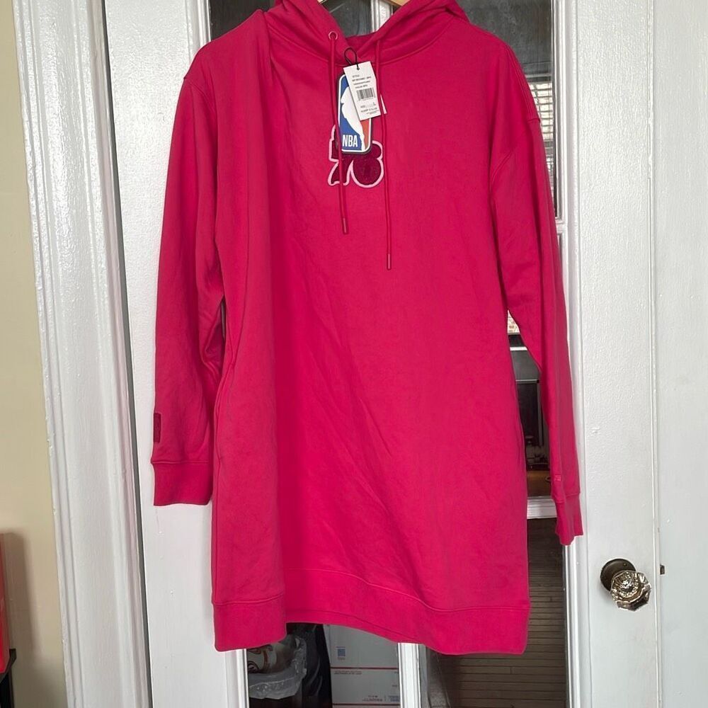 New women pro standard luxury Philadelphia 76ers pink hooded sweatshirt dress L